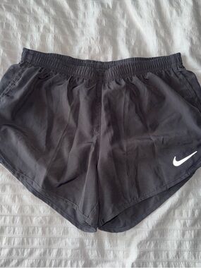 Nike Women’s Black Athletic Shorts with White Swoosh
